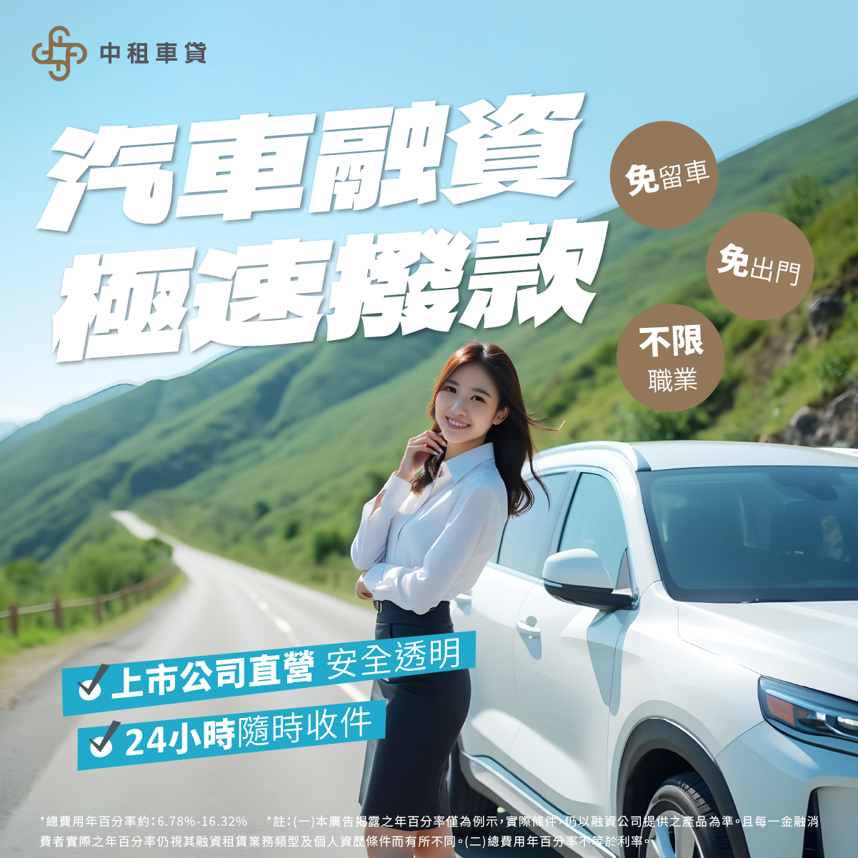 急需資金？快找中租合迪車貸申請汽車貸款、中古車貸款、原車融資。